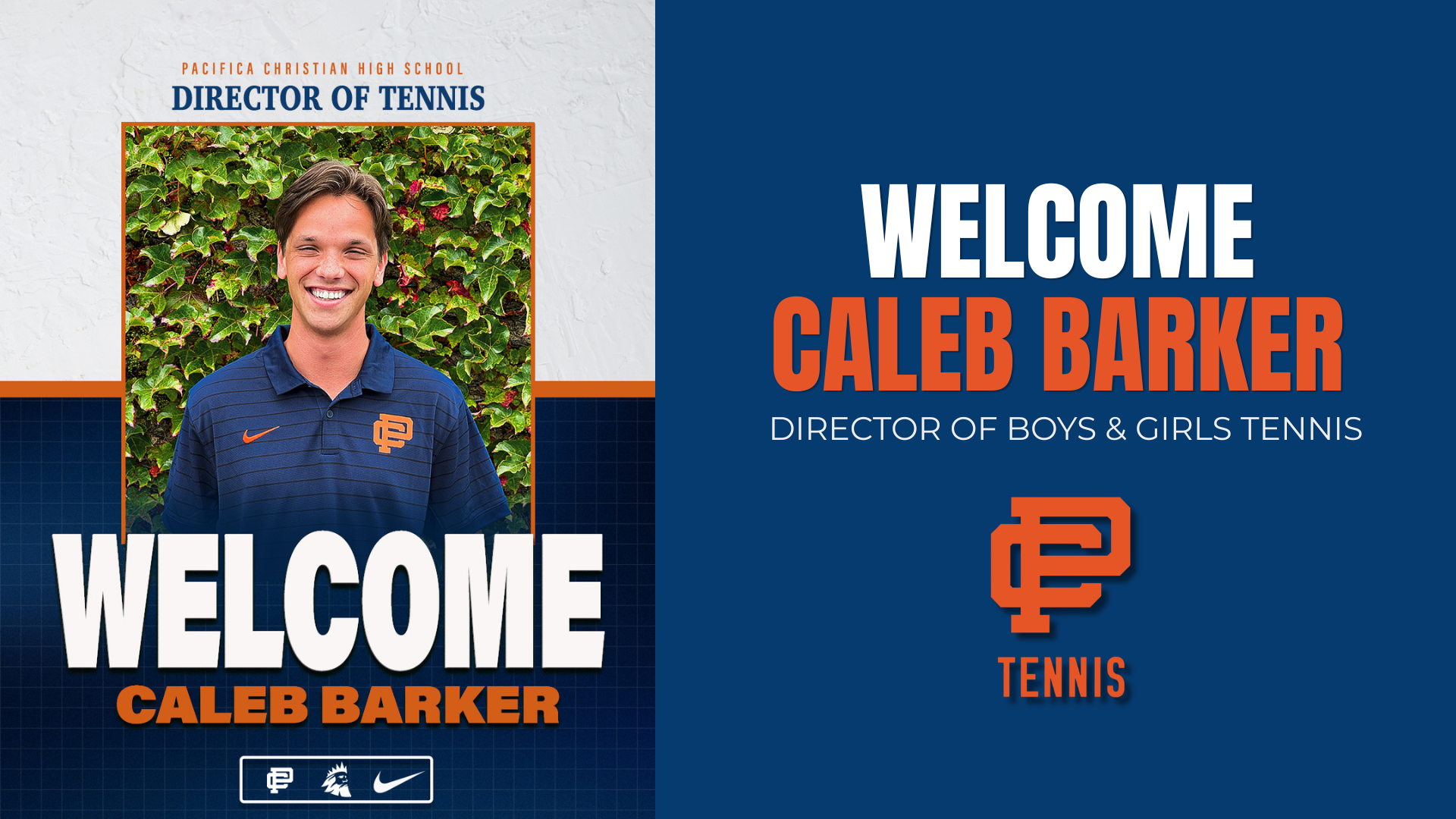 Pacifica Christian Athletics Announces Caleb Barker as Director of Tennis